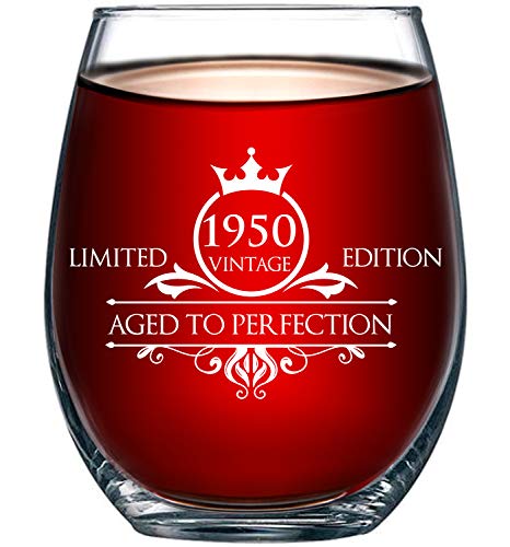 1950 70th Birthday Gifts for Women and Men Wine Glass - Funny Vintage