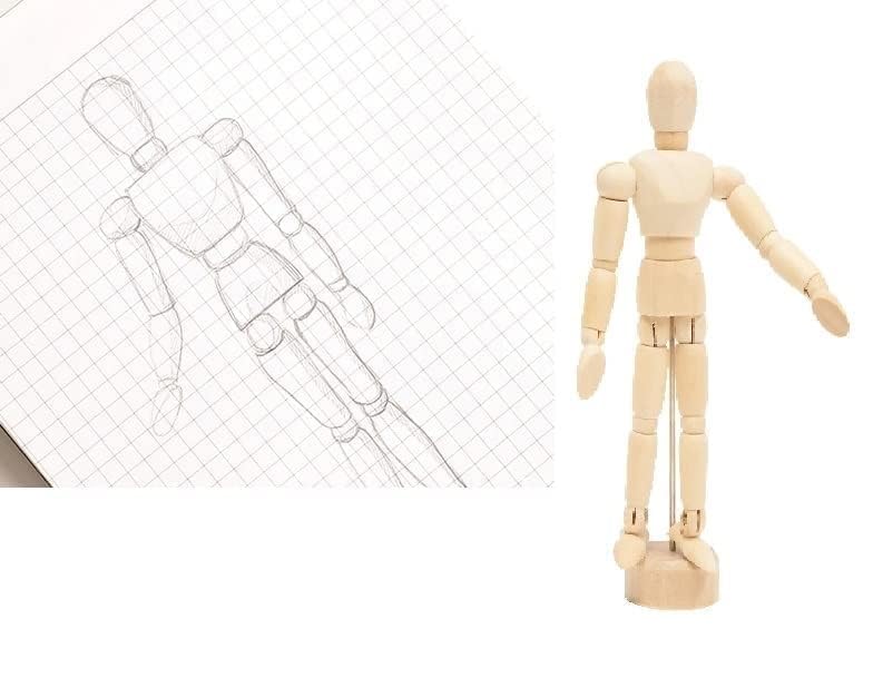 Image of KNAFS 20 cm Wooden Manikin Movable Limbs Human Mannequin Model for Artist Sketching Hand Blockhead Puppet Home Decoration