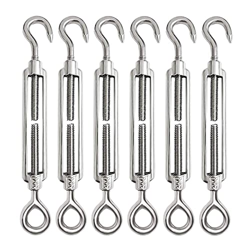 6 Stücke Spannschloss Drahtspanner Hakenaugen Spannschraube Draht Spanner Edelstahlspanner-Set für hohe Beanspruchung verstellbar (M5)
