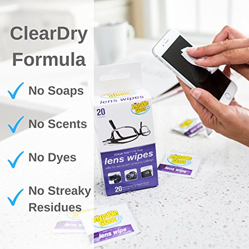 Image of Invisible Glass 90100 Lens Cleaning Wipes - Streak-Free, Lint-Free Wipes for Glasses, Camera Lenses, Binoculars & Smartphone Cameras, Safe on Reflective Coatings - 150 Count