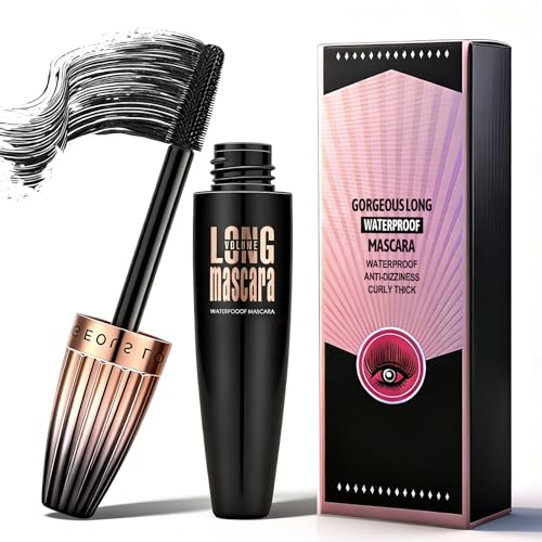 Máscara de Pestañas 4D Negra 10ML,Fibra Voluminizadora,Pestañas Largas y Densas, Resistente al Agua,Efecto Ventana,Cepillo Flexible,Doble Uso Diario y Fiesta