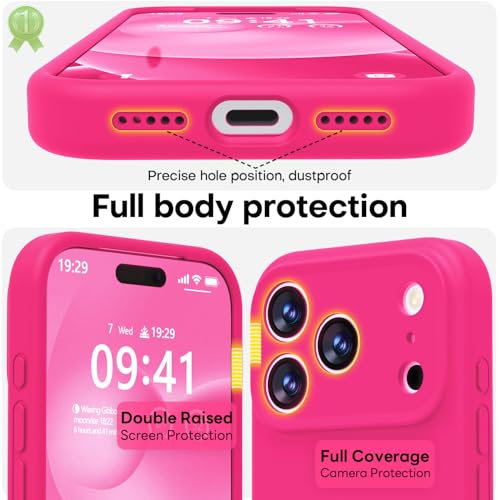 Image of LOVE 3000 Designed for iPhone 17 Pro Case, Premium Silicone [Compatible with Magsafe][Soft Anti-Scratch Microfiber Lining] Shockproof Protective Phone Case for Men Women 6.3 inch, Hot Pink