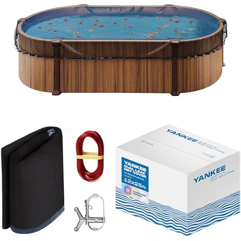 Yankee Pool Leaf Net Cover for Oval Pool 12x25 Ft.- Heavy-Duty 0.15” Above-Ground Pool Net |Pool Leaf Net | Swimming Pool Net to Protect from Leaves, Debris, and Clogging | Pool Leaf Catcher|Pool Nets Cover