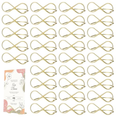 32 STK Tischkartenhalter Hochzeit, Gold Metall Menükartenhalter, Tischnummer Halter Ständer, Tischkartenclips, Sitzetiketten Nachrichtenclips für Hochzeit Party Tischdekoration Foto Displayständer