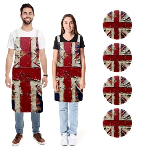 Tablier cuisine lin 2 poches réglables protection anti-taches