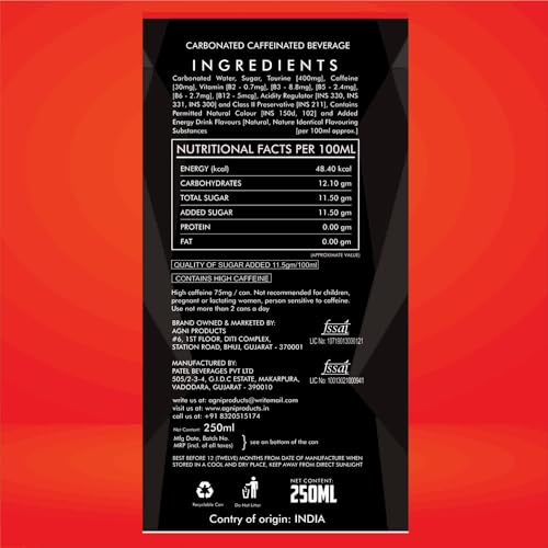 Image of Ruff N Tuff Energy Drink, High Caffeine + Taurine + B Vitamins, Boosts Energy & Focus, Supports Stamina & Endurance, Ready-to-Drink (250ml) (Pack of 12)