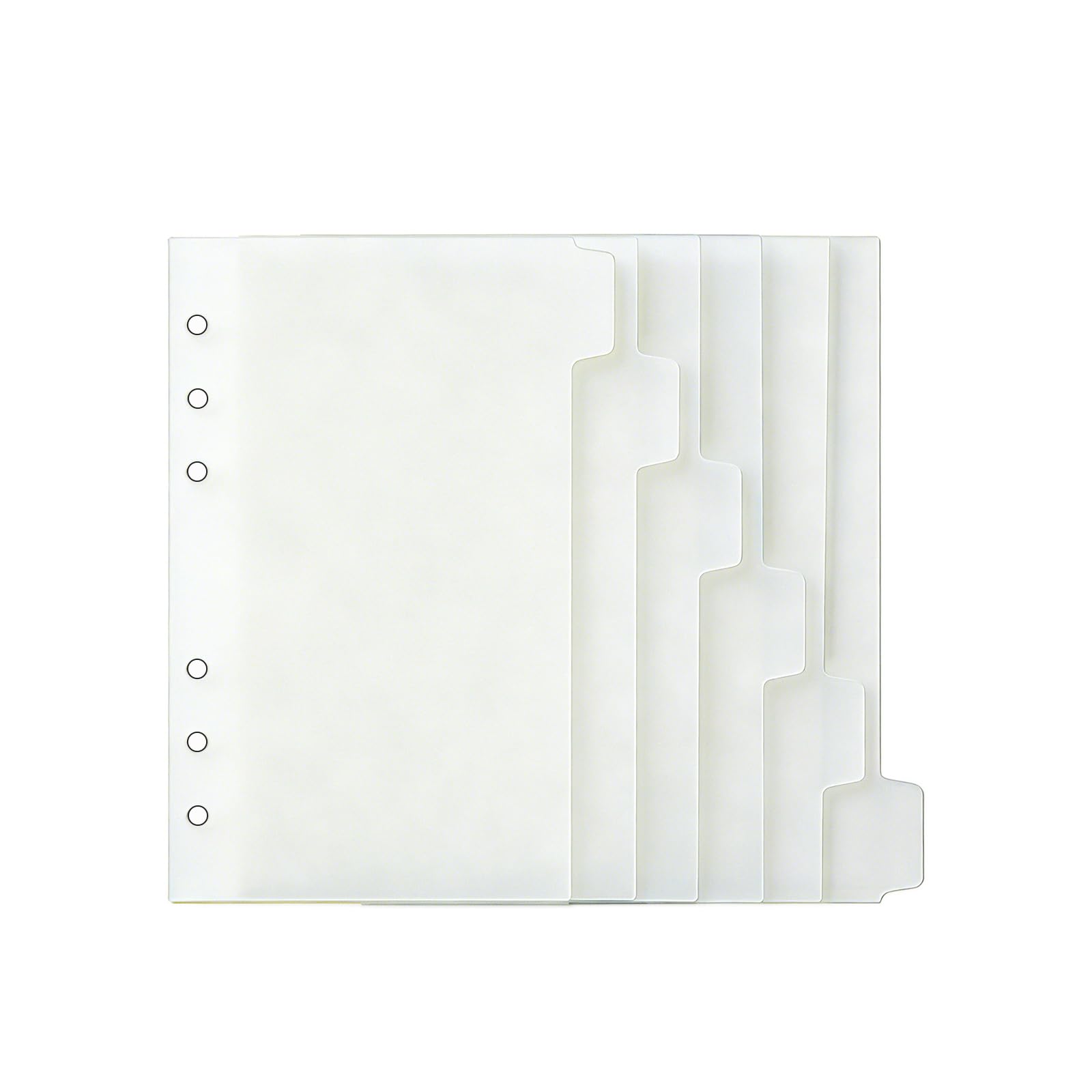 NatSumeBasics A6 Binder Dividers Frosted 6-Tab 6 Rings Planner Inserts Clear Index Tabs Loose Leaf Binders Accessories Refill Category Tab Pages (
