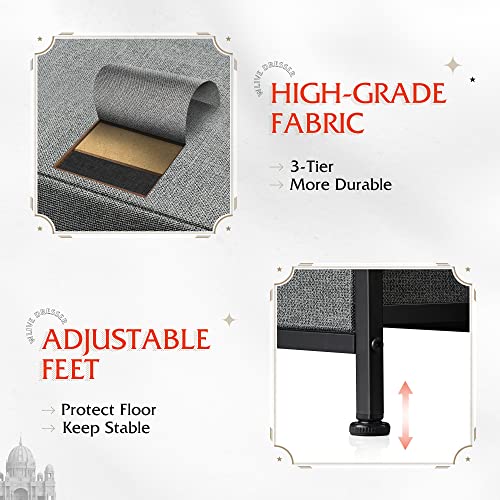 Wlive 9-Drawer Dresser, Fabric Storage Tower For Bedroom, Nursery, Entryway, Closets, Tall Chest Organizer Unit With Textured Print Fabric Bins, Steel Frame, Wood Top, Dark Grey #TOP6