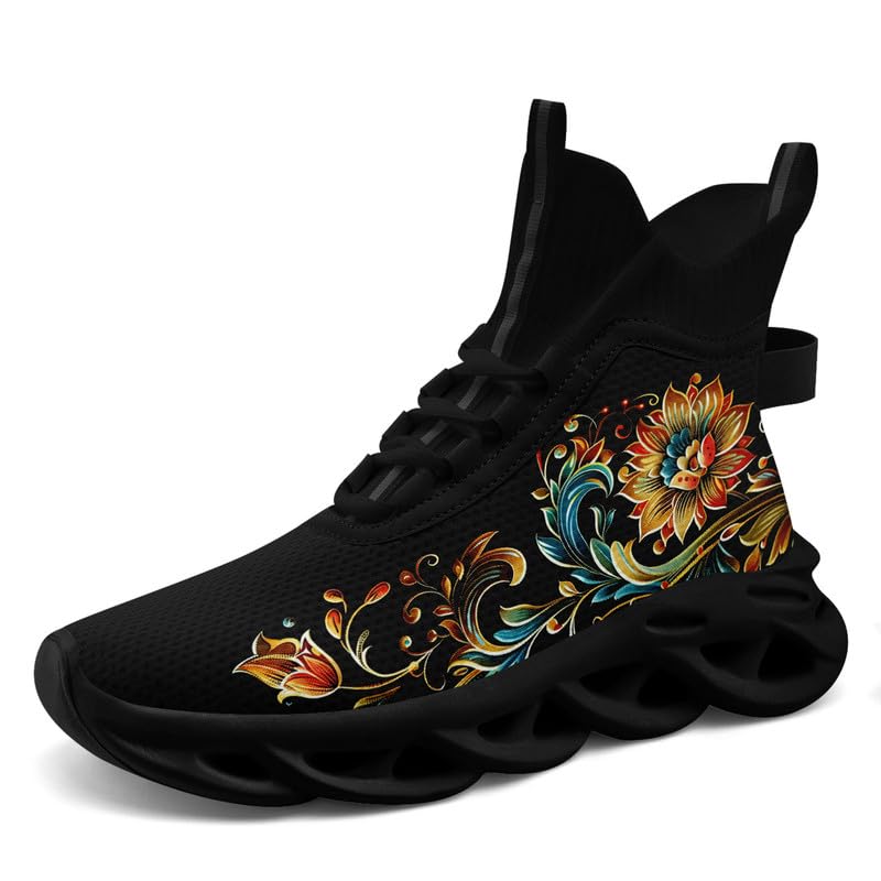 Wide Toe Mid-top Boots for Women Mesh Slip On Fashion Walking Shoes Lightweight Lace-up Workout Sneakers Anti-skid