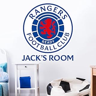 Rangers Wall Sticker - Crest and Personalised Name Football Art (60cm Width x 60cm Height)