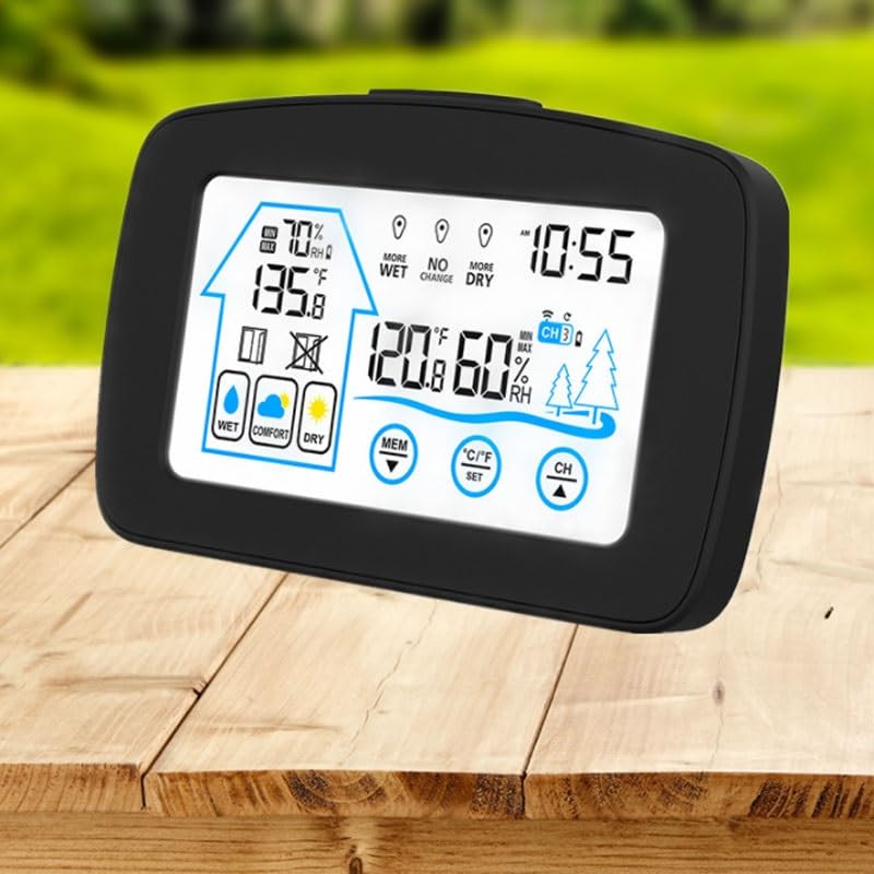 ABS Multifunctional Electronic Thermometer Hygrometer Clock Indoor Outdoor