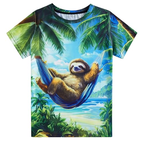 Boys Girls Hawaiian T-Shirt 3D Print Short Sleeve Novelty Crewneck Tee Size 6-14