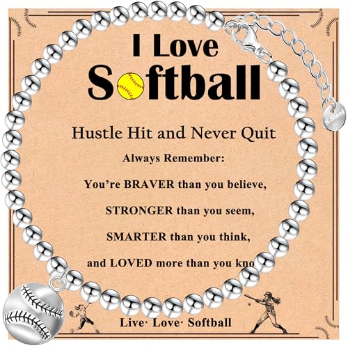 Simple Softball Bracelet for Teens Women, Inspirational Softball Gifts for Daughter, Granddaughter, Niece, Players, Teams, Coach