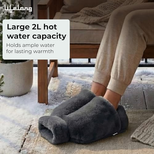 Image of Lifelong Feet Warmer with 2000 ml Hot Water Bottle | Hot Water Bag for Pain Relief & Aching Feet | Also for Period Cramp & Multipurpose Usage | Heated Slippers Pad for Warmth & Comfort (LLEHWB27)