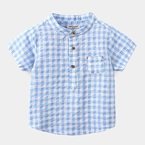 Toddler Boys Short Sleeve Gingham Shirts Summer Button Down Plaid T-Shirt Baby Seersucker Toddler Girl Summer Outfits3