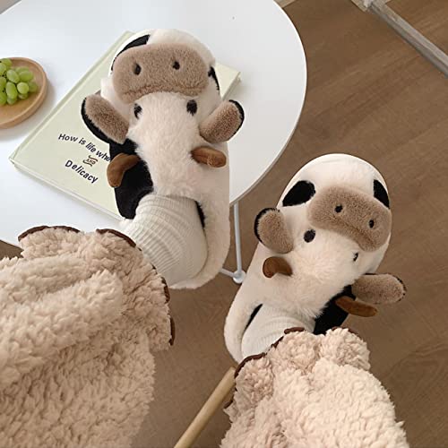 Women's Cozy Plush Cartoon Cow Slippers - Cute Animal Indoor Outdoor Home Fuzzy Warm Footwear2