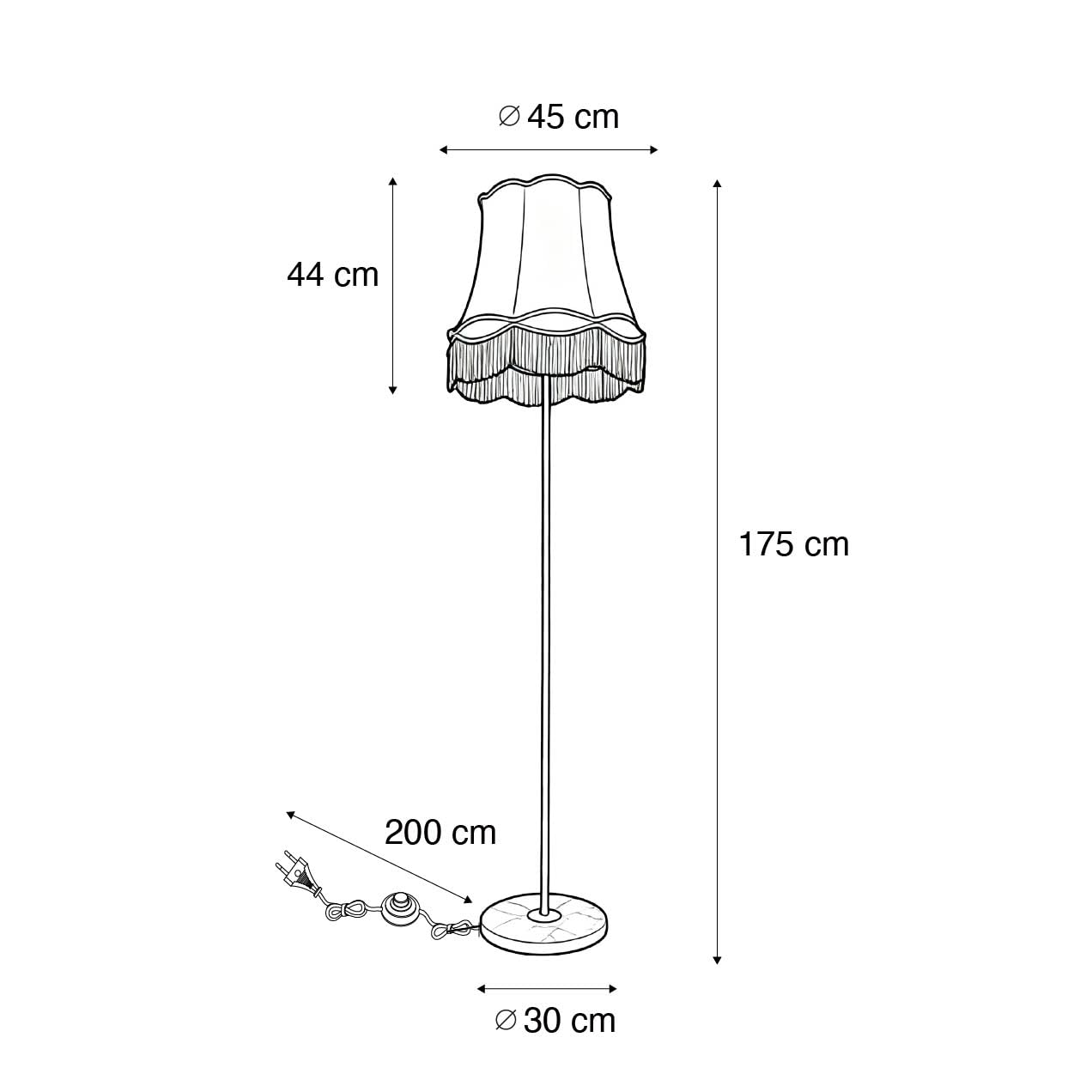 Qazqa Retro Stehleuchte mit Schirm, Stehlampe - Kaso - Rosa, Rund, max. 60W, Geeignet für LED, 175cm, Ideal als Flur, Küche lampe, Schlafzimmerlampe und Wohnzimmerlampe
