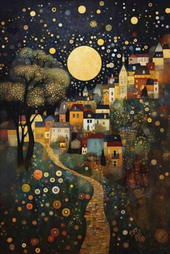 グスタフ・キルムトのポスター グスタフ・キルムトのキャンバス絵画《夜の風景》抽象的な壁の芸術の絵 グスタフ・キルムトの家の装飾のためのプリント 60x90cm 額装されていない
