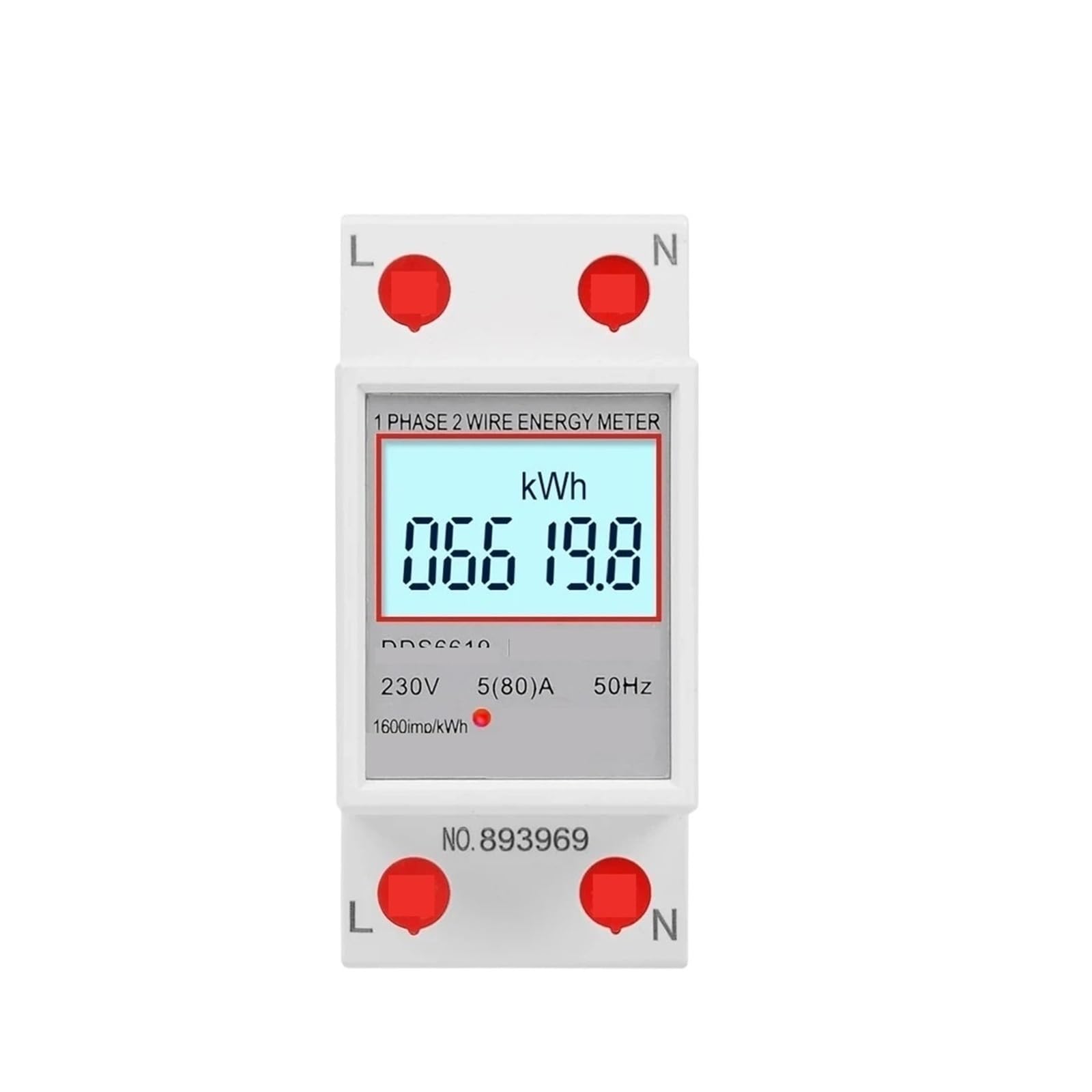 PXQCHAVLN Single Phase Power Energy Meter AC 230/220V 80A Din Rail Voltage Current Consumption LCD Digital Wattmeter(DDS6619-007)