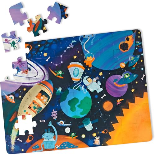 Image of The Curious Bees - Seek & Spot Puzzle & Game - Space Jigsaw Puzzle | 60 Pieces + 10 Seek Cards | Gifts for Boys and Girls Ages 4-8 | BIS Approved | Made in India
