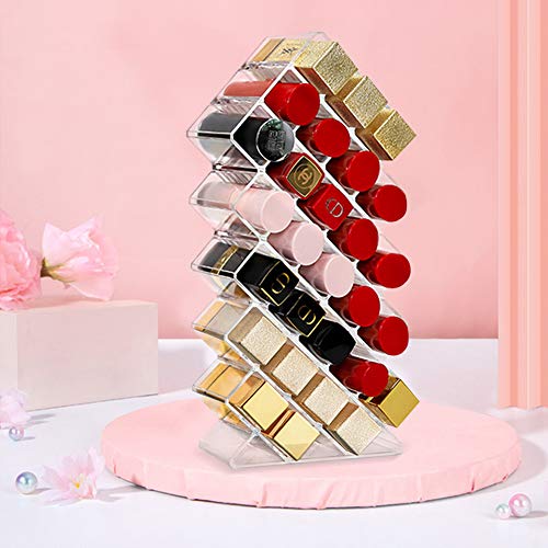 Tasybox Clear Lipstick Holder Organizer, 28 Spaces Acrylic Lipgloss Organizers and Storage Box Display Stand