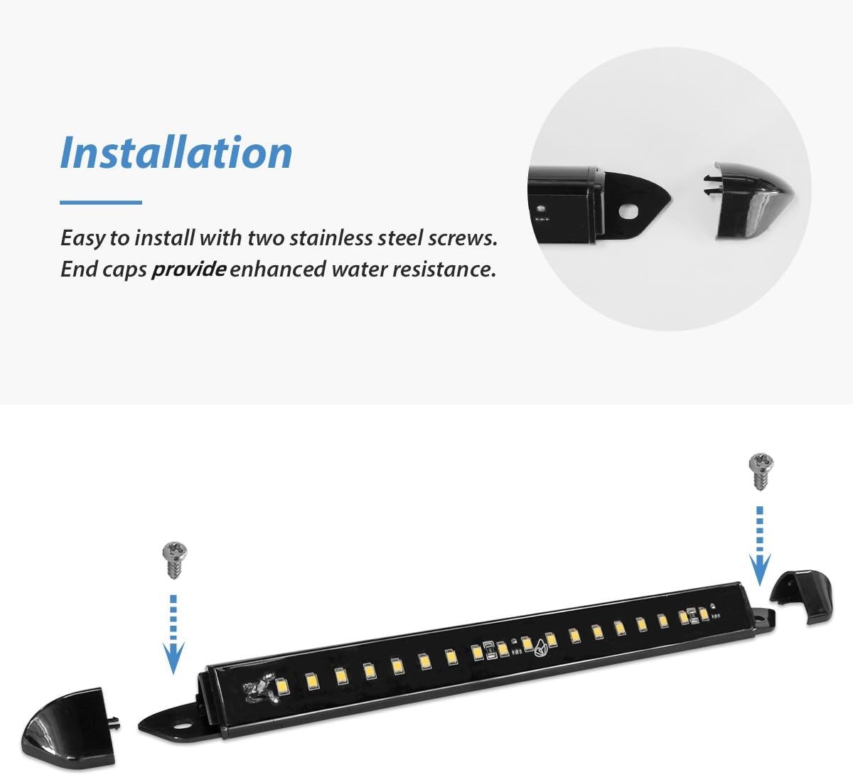 Dream lighting RV Exterior LED Porch Awning Lights 12v Slim Line Light Fixtures for Trailer Boat - 250lm Cool White Lighting 9.8in Pack of 2