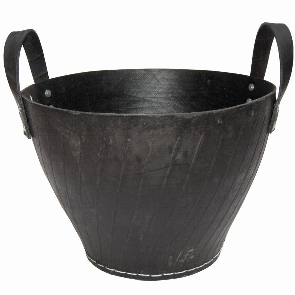 Benta Metrox 99170 kosz na drewno z gumy (z recyklingu zużytych opon, kosz na drewno kominkowe, 2 uchwyty do noszenia, wysokość 36 cm, Ø u góry 41 cm), czarny, 99170