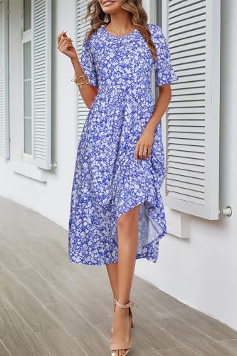Image of STYLEWORD Womens Summer Casual Short Sleeve Flowy Midi Beach Dress