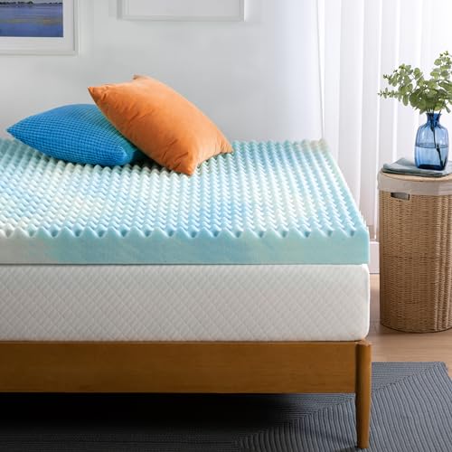 Image of ZINUS 4 Inch Swirl Gel Cooling Memory Foam Mattress Topper, Smaller, More Convenient WonderBox Packaging, Cooling, Airflow Design, CertiPUR-US Certified, Full