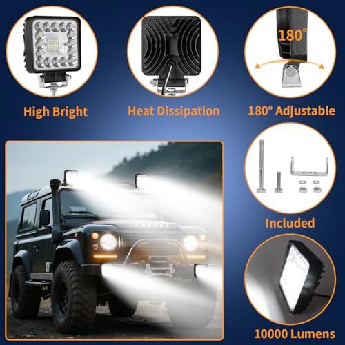 Image of SAN YOUNG LED Light Pods for Truck, LED Pods for Motorcycle SUV ATV UTV 4x4 Van Jeep Pickup Golf Cart Camper, 4 Pack 10000 Lumen Fog Lights