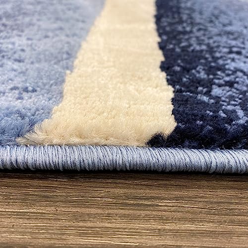 2305 Geometric Abstract Blue 8x10 Area Rugs for Living Room