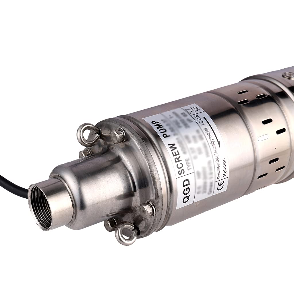 Pompa per Pozzo Profondo 750W/1HP Sommergibile in Acciaio Inossidabile - 2000L/H, Prevalenza Massima 120M, Diametro Uscita 1"