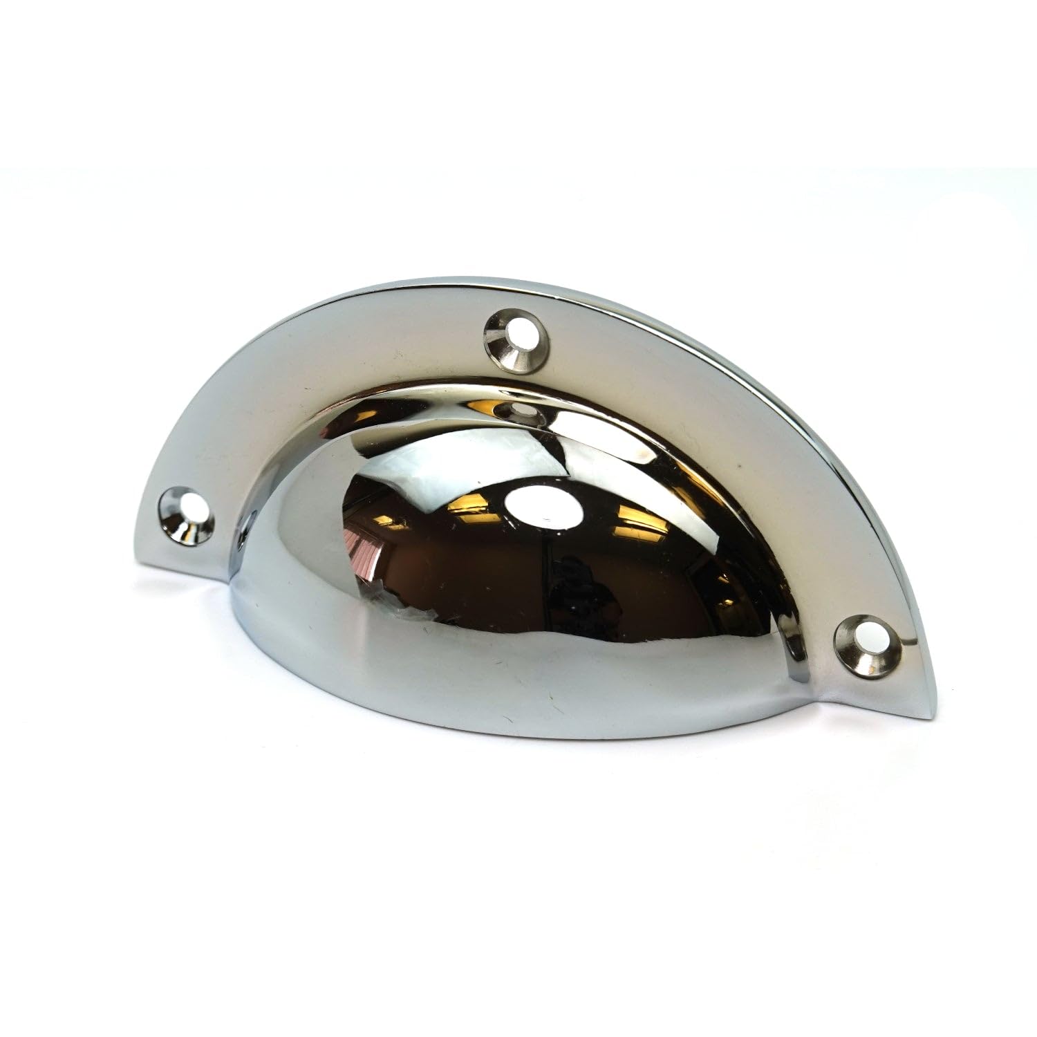Oakcrafts Chrome - Polished On Solid Brass Round Drawer Pull/Cup Handle