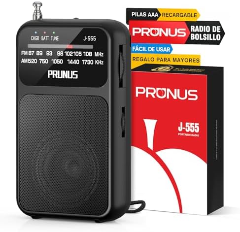 PRUNUS J-555 Am/FM Radio Portatil Pequeña Recargable, Radios Pequ...