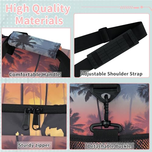 Elephant Coconut Tree Sunset Travel Duffel Bag Weekender Overnight Bags for Women Men Foldable Waterproof Tote Bag with Trolley Sleeve3