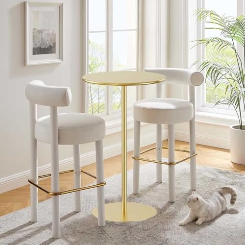 Mesa de bar redonda alta con base metálica estable de diseño 2