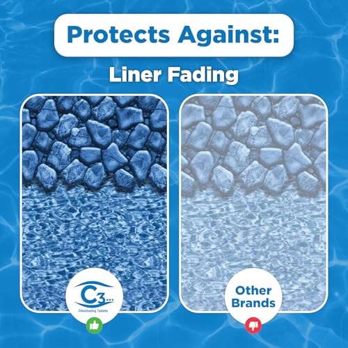 Image of C3 40 lbs. 3 inch Stabilized Chlorine Tabs for Swimming Pools | Easy to Use for Above Ground or Inground Pool | Slow Dissolving Individual Chlorinating Tablets | 40 Pound Bucket