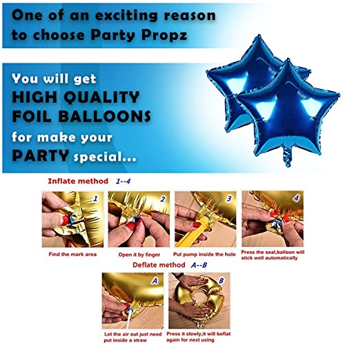 Image of Party Propz Birthday Decoration Kit - 70 Pcs Combo, Blue Happy Birthday Foil Balloon | Birthday Decoration Kit for Boys | Silver & Blue Balloon Decorations for Husband