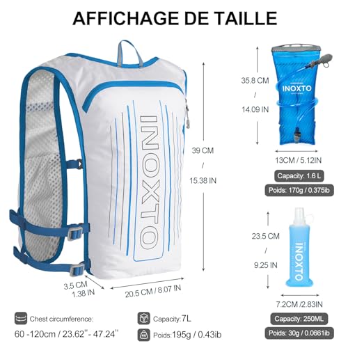 Image of INOXTO Running Hydration Vest Backpack,Lightweight Insulated Pack with 1.5L Water Bladder Bag Daypack for Hiking Trail Running Cycling Race Marathon for Women Men