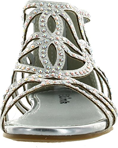 Girls Kids Tory63K Silver Cut Out Rhinestone Gladiator Strappy Dress Sandals-23