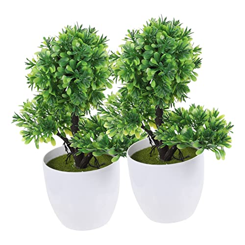 2pcs Simulated Potted Plant Faux Topiary Ball Fake Plants False Plant Ornament Artificial Plants Indoor Artificial Plants in Pot Plastic Succulent Plants Front Door Office