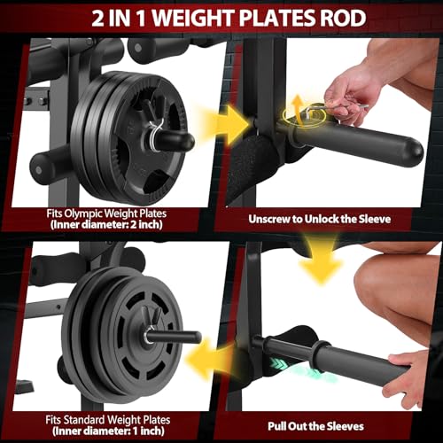 Image of OPPSDECOR Standard Weight Bench Set with Squat Rack, 900LBS Adjustable Bench Press Set with Leg Extension and Leg Curl, Foldable Flat Incline Decline Workout Bench for Home Gym Full Body Training