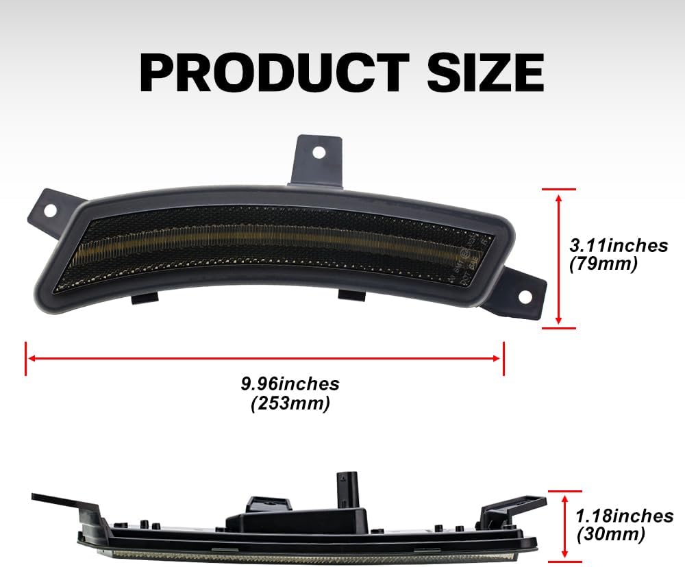 NJSBYL 2pcs Yukon LED Side Marker Light Fit 2025+ Chevy Tahoe GMC Yukon XL Suburban Front Bumper Fender Sidemarker Lamp Xenon White Escalade ESV Full LED Turn Signal Light Kit Smoke Lens Assembly