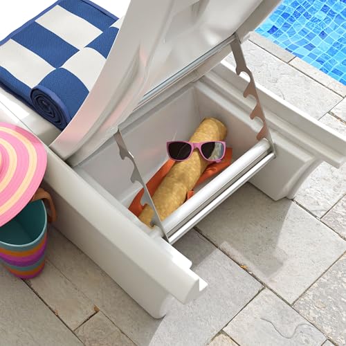 Image of Step2 Vero Adjustable Back in-Pool Lounger with Storage, Pool Chair, Weighted, White