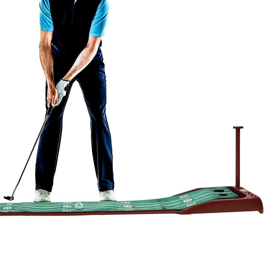 Juego de entrenador de putt de golf profesional para interiores, tapete de práctica plegable con césped de simulación para entrenamiento en el hogar y la oficina, accesorios