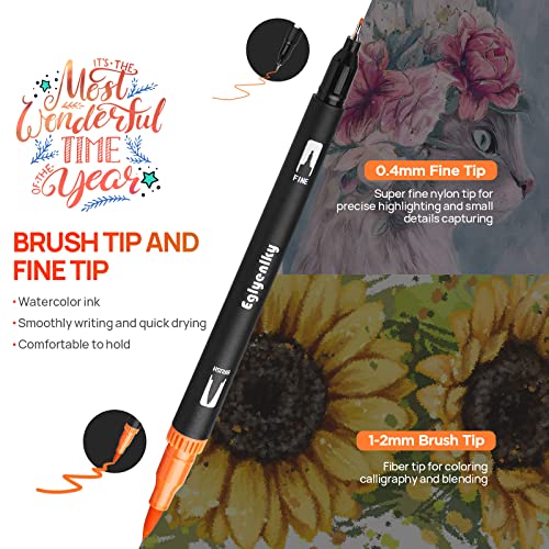 Eglyenlky Colored Markers For Adult Coloring, Coloring Pen, Dual Tip Brush Pens With Brush And Fine Tip For Adult Teen Kids Coloring Journaling Taking Bullet Lettering Drawing (36 Colors Set) #TOP1