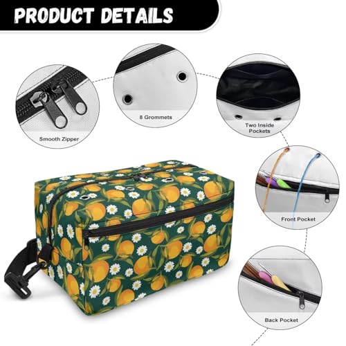 Image of Drnuikhe Tangerine Knitting Bag Crochet Bag Dust Resistant Yarn Organizer Knitting & Crochet Supplies Yarn Bag for Knitting Needles Traveling Knitting Bag Organizer Yarn, Crochet Kit
