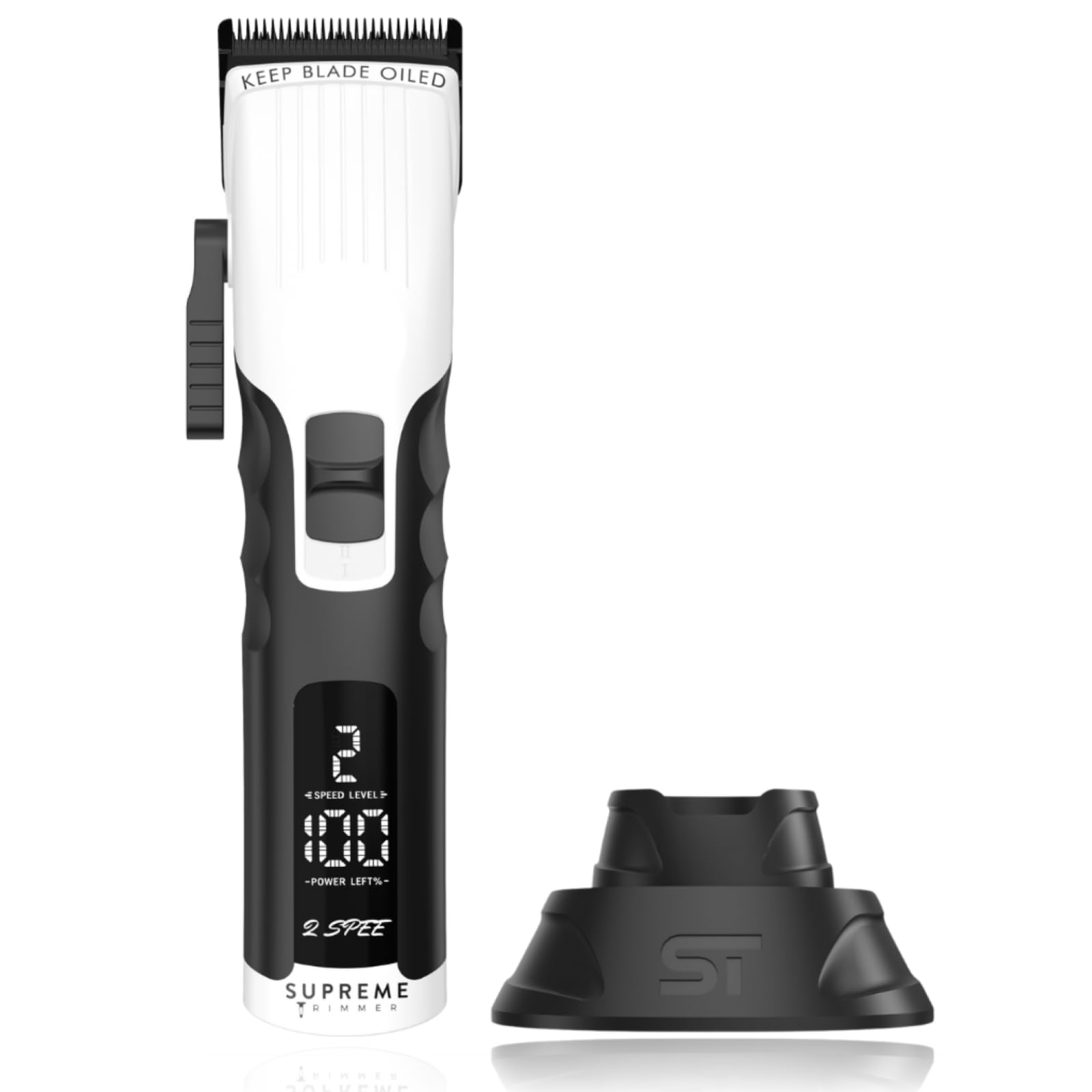 Supreme Trimmer 2Spee STC922 – Professional Cordless Hair Clipper with Removable Blade | 210 Min Runtime, 2-Speed Motor, Digital Display, Smooth Lever & Color Coded Guards