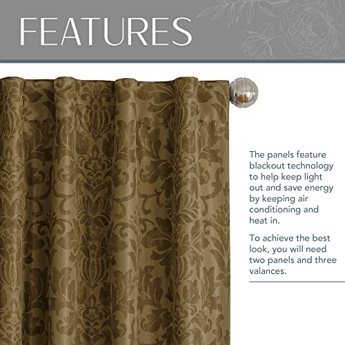 Elrene Home Fashions 20860ELR Antonia Blackout Rod Pocket/Back Tab Window Curtain Panel,Antique Gold,52" X 84 - Image 3