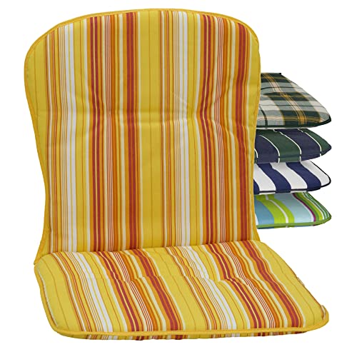 Beo Outdoor Coussin Bas Dossier Lavable KOS | Fabriqué en UE | Coussin pour Chaise de Jardin Respirant et Doux pour la Peau | Coussin Fauteuil de Jardin résistant aux UV | Rayures Orange Blanc
